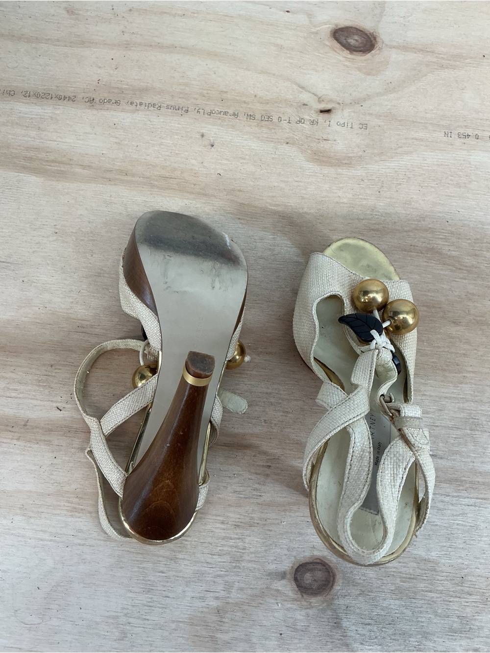 Stella McCartney Beige Platform Peep-Toe Heels with Gold Charm Detail Size 37.5 - Picture 7 of 8